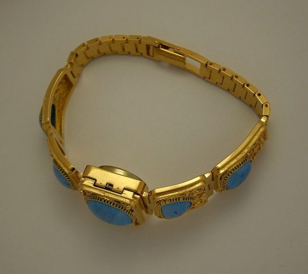 Russian ladies watch Chaika Gold plated Turquoise