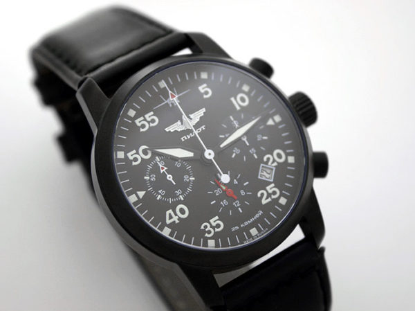 Russian Chronograph Watch Pilot Aviator Berkut 31681 Black