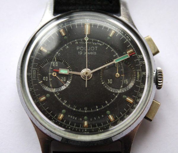 Soviet Vintage Poljot 3017 Russian Military Chronograph Watch Black