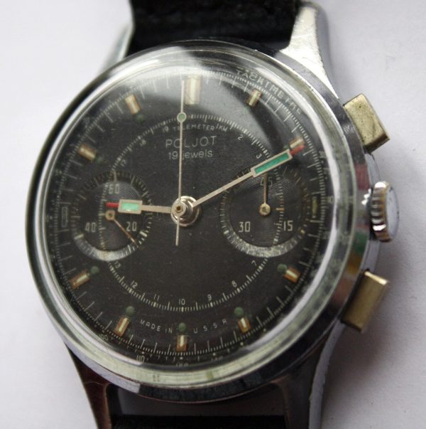 Soviet Vintage Poljot 3017 Russian Military Chronograph Watch Black