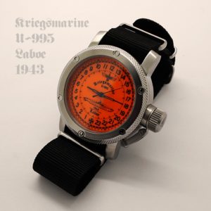 24 hour watch, Submarine U-995 Laboe Orange 47 mm