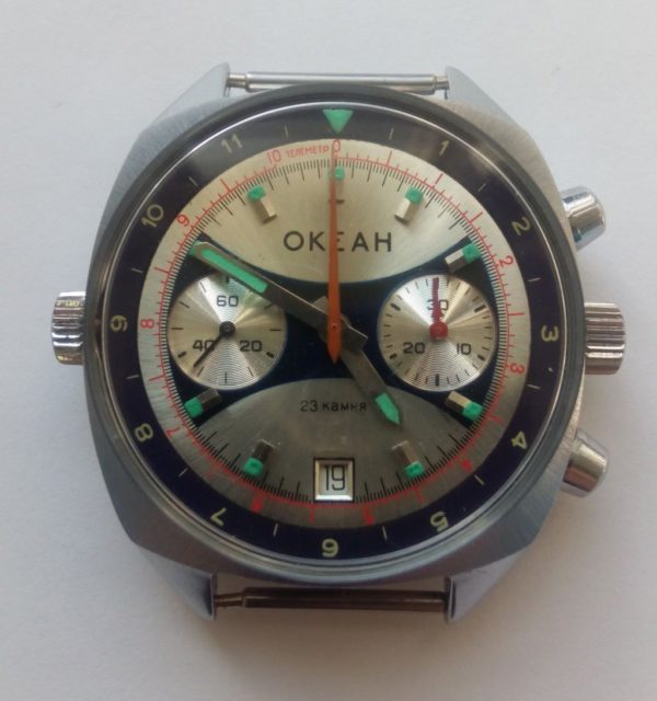 Russian Vintage Poljot OKEAH Navy Chronograph Watch 1980s