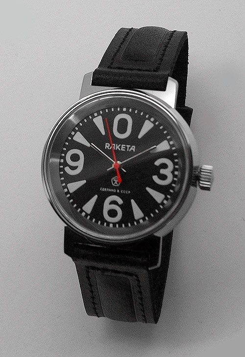 Russian mechanical watch RAKETA 0369 Big Zero Black