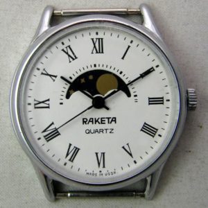 Soviet quartz watch RAKETA 2356 Moonphase USSR 1980s