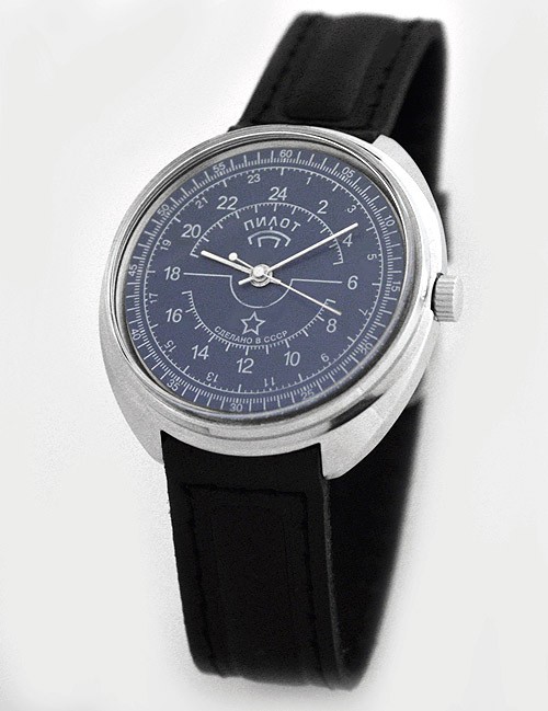 Raketa 24-hour mechanical watch PILOT blue (2)