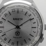 Russian 24-Hours Mechanical Military Watch RAKETA World Time Silver