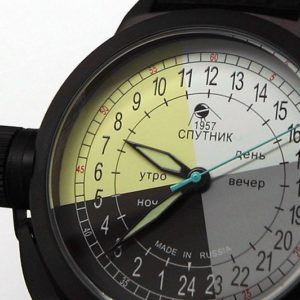 Russian 24-hours automatic watch Sputnik 1957 4col_black 45 mm