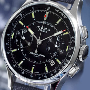 Strela Poljot 3133 Military Chronograph Watch Black
