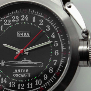 Russian 24-hour mechanical watch Submarine ANTEY (Oscar-II) Black 45 mm