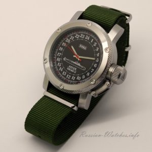 Russian 24-hour mechanical watch Submarine ANTEY (Oscar-2) Black 47 mm (Nato Strap)