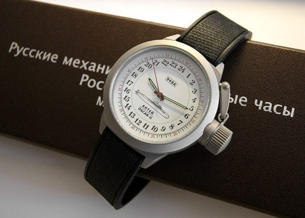 Russian 24-hour mechanical watch Submarine ANTEY (OSCAR II) White 45 mm