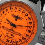 Russian 24-hour mechanical watch Submarine U-100 SCHEPKE Orange 45 mm