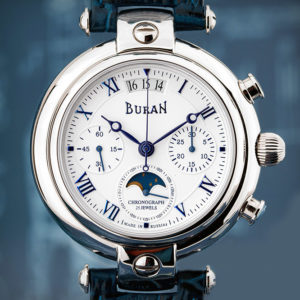 Russian Chronograph Watch BURAN 31679 Moonphase White