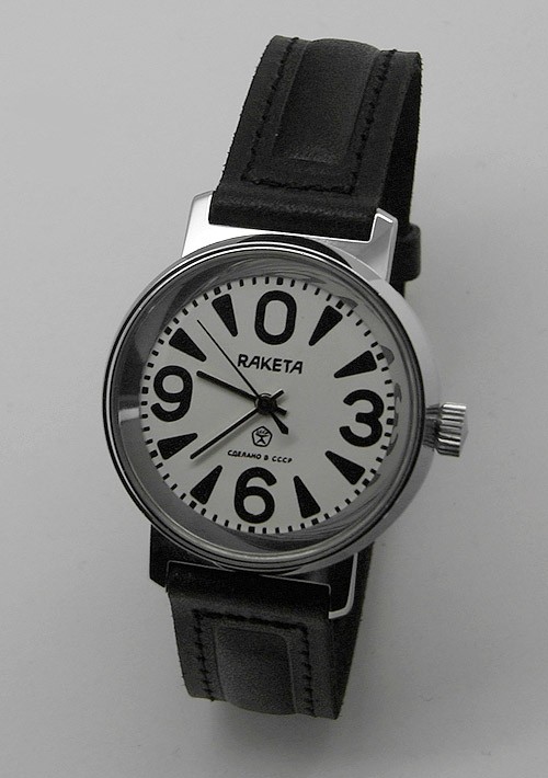 Russian mechanical watch RAKETA 0369 Big Zero White