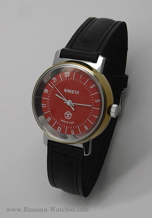 Raketa CLASSIC 24-hour mechanical watch (red3)