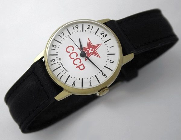 Raketa CLASSIC 24-hour mechanical watch Red Star Gold