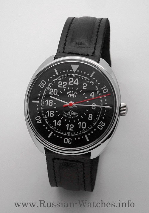 Russian 24-Hours Mechanical Watch PILOT Raketa (black)