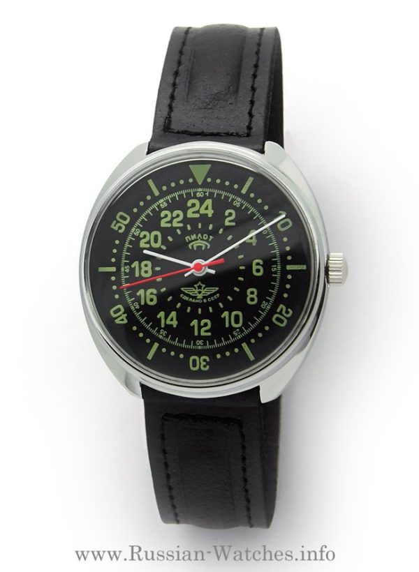 Russian 24-Hours Mechanical Watch PILOT Raketa (black2)