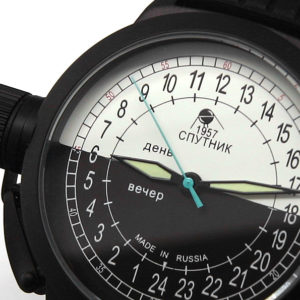 Russian 24-hours automatic watch Sputnik 1957 bw_black
