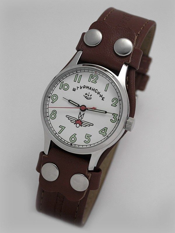 Russian mechanical watch POLJOT Sturmanskie Gagarin white/green