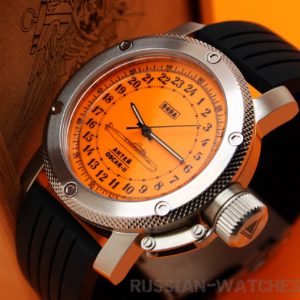 Russian 24-hour watch Submarine ANTEY (Oscar-2) Orange 47 mm