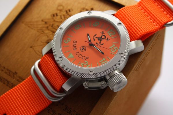 Russian Navy Diver 24-hours automatic watch 47 mm orange zulu