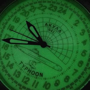 Russian 24 hour watch, Akula Submarine, Luminous 51 mm