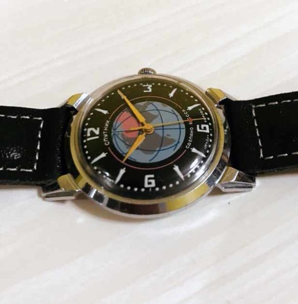 Vintage Soviet mechanical wrist watch Sputnik, 1MWF USSR 1957