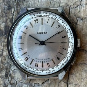 24 hours watch Raketa World Time 1990s